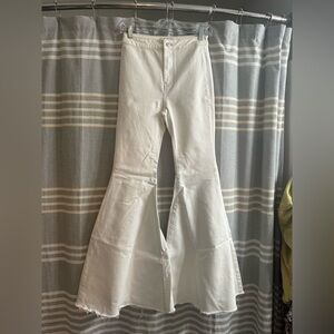 White Bell Bottom Free People jeans